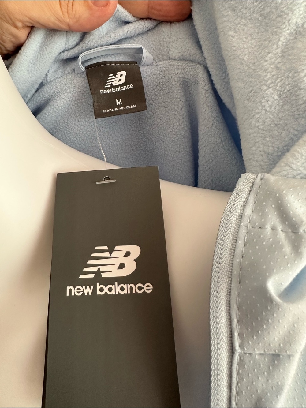 New Balance Blue Fleece Lined Hooded Windbreaker Jacket - Picture 9 of 11